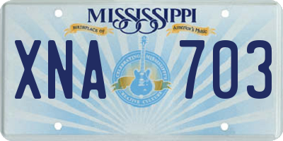 MS license plate XNA703