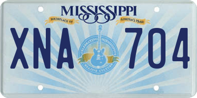 MS license plate XNA704