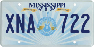 MS license plate XNA722
