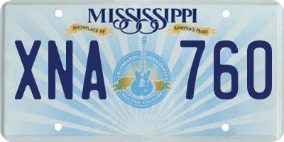 MS license plate XNA760