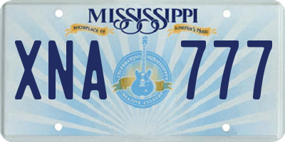 MS license plate XNA777