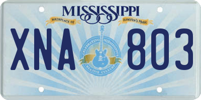 MS license plate XNA803