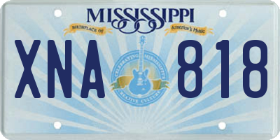 MS license plate XNA818
