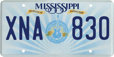 MS license plate XNA830
