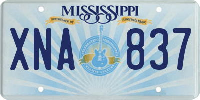 MS license plate XNA837