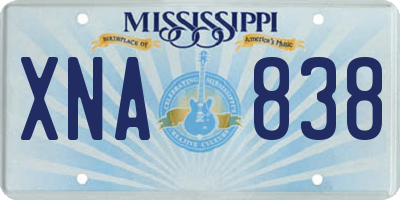 MS license plate XNA838
