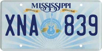 MS license plate XNA839