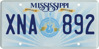 MS license plate XNA892