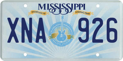 MS license plate XNA926