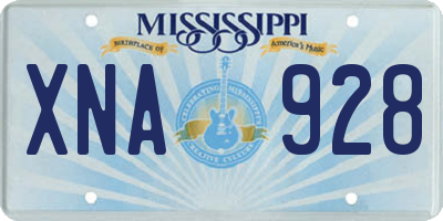 MS license plate XNA928