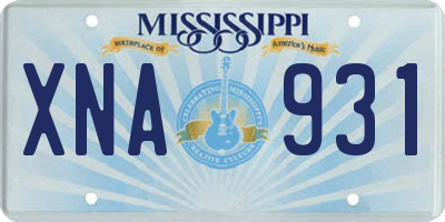 MS license plate XNA931