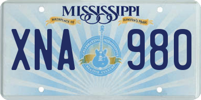 MS license plate XNA980