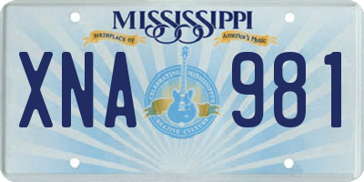 MS license plate XNA981