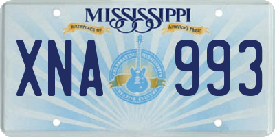 MS license plate XNA993