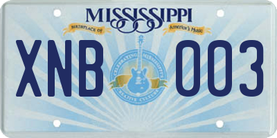 MS license plate XNB003
