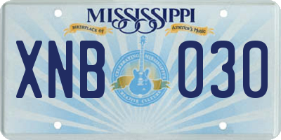 MS license plate XNB030