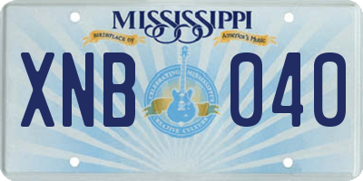 MS license plate XNB040