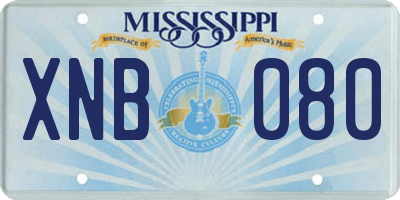 MS license plate XNB080