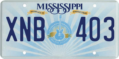 MS license plate XNB403