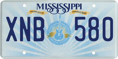 MS license plate XNB580