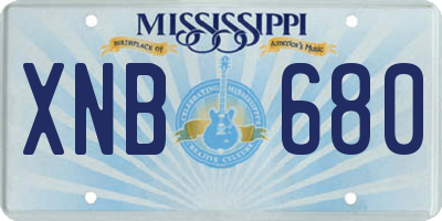 MS license plate XNB680