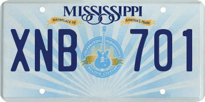 MS license plate XNB701