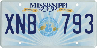MS license plate XNB793