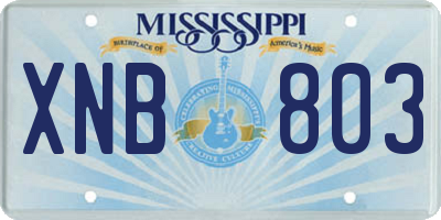 MS license plate XNB803
