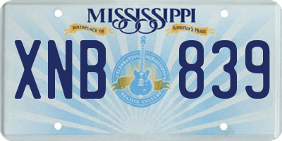 MS license plate XNB839