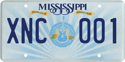 MS license plate XNC001