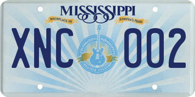 MS license plate XNC002