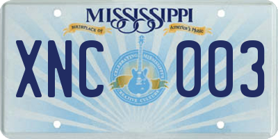 MS license plate XNC003