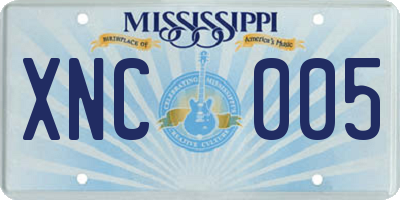 MS license plate XNC005
