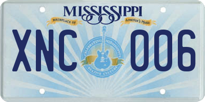 MS license plate XNC006