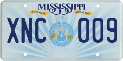 MS license plate XNC009