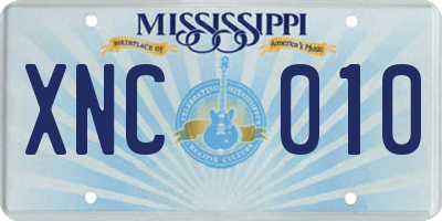 MS license plate XNC010