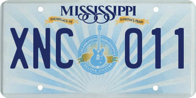 MS license plate XNC011