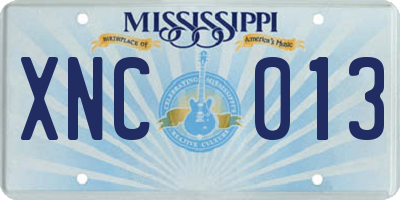 MS license plate XNC013