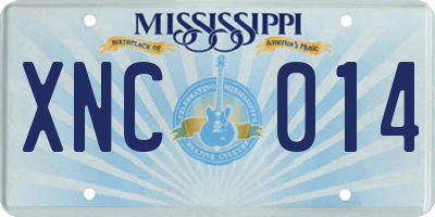 MS license plate XNC014