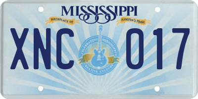MS license plate XNC017