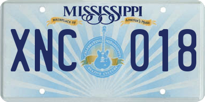 MS license plate XNC018