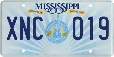 MS license plate XNC019