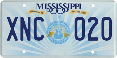 MS license plate XNC020