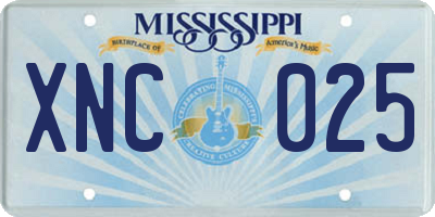 MS license plate XNC025