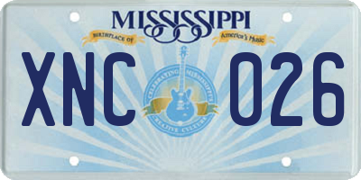 MS license plate XNC026