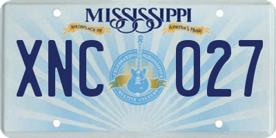 MS license plate XNC027