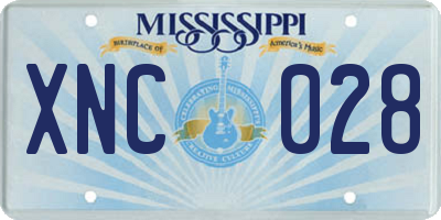 MS license plate XNC028