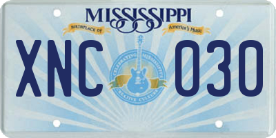 MS license plate XNC030