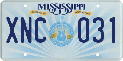 MS license plate XNC031
