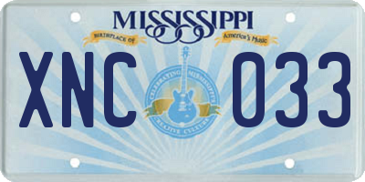 MS license plate XNC033
